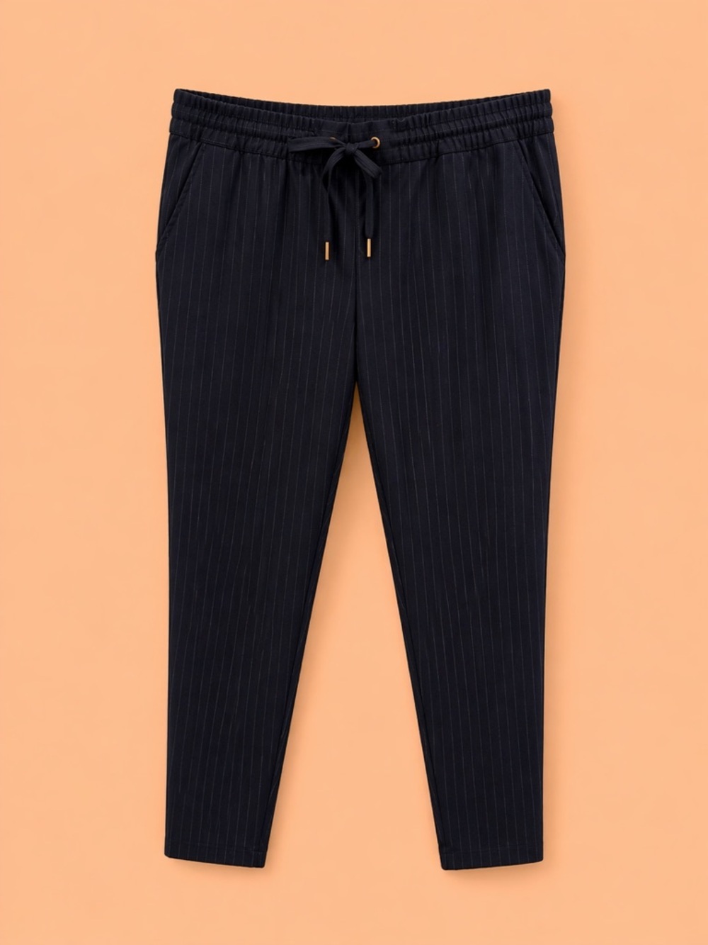 H&M NAVY DRAWSTRING PINSTRIPE PANTS